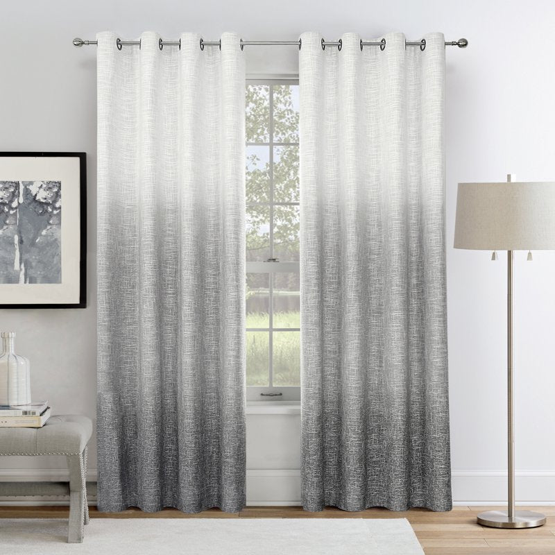 Blackout Linen Window Curtain Panels - Noise Reducing Ombre Drapes for Bedroom & Living Room