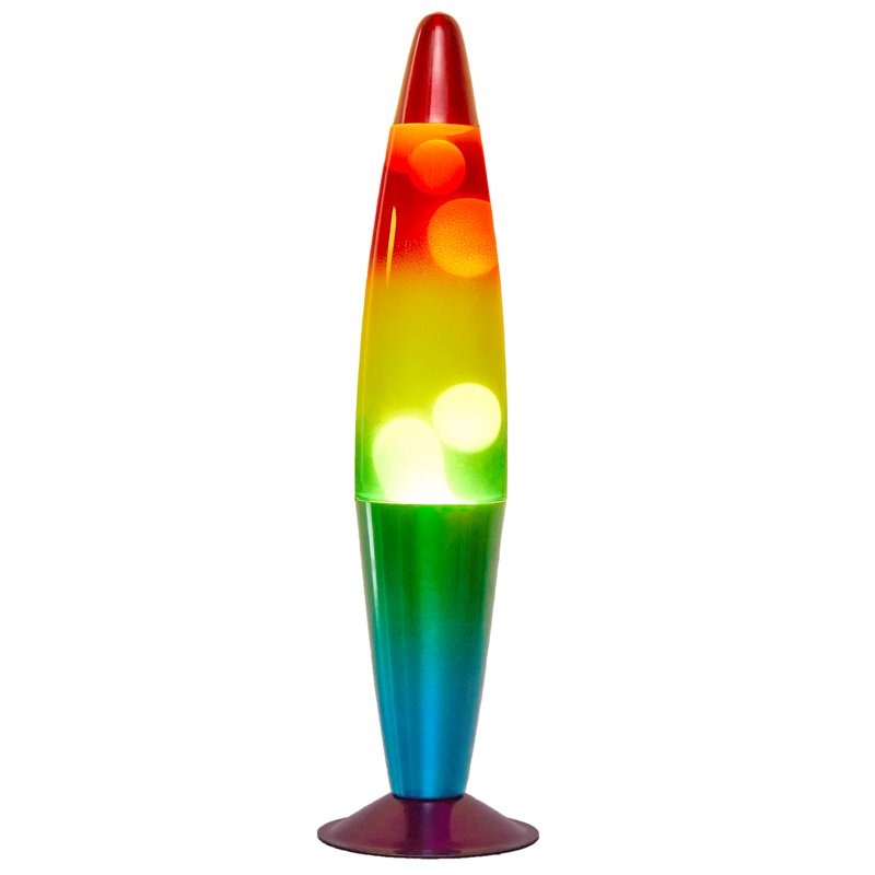 16-Inch Rainbow Motion Volcano Lamp with White Wax & Colorful Base