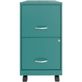 Mobile Metal Filing Cabinet with 2 Drawers, Lockable, Turquoise
