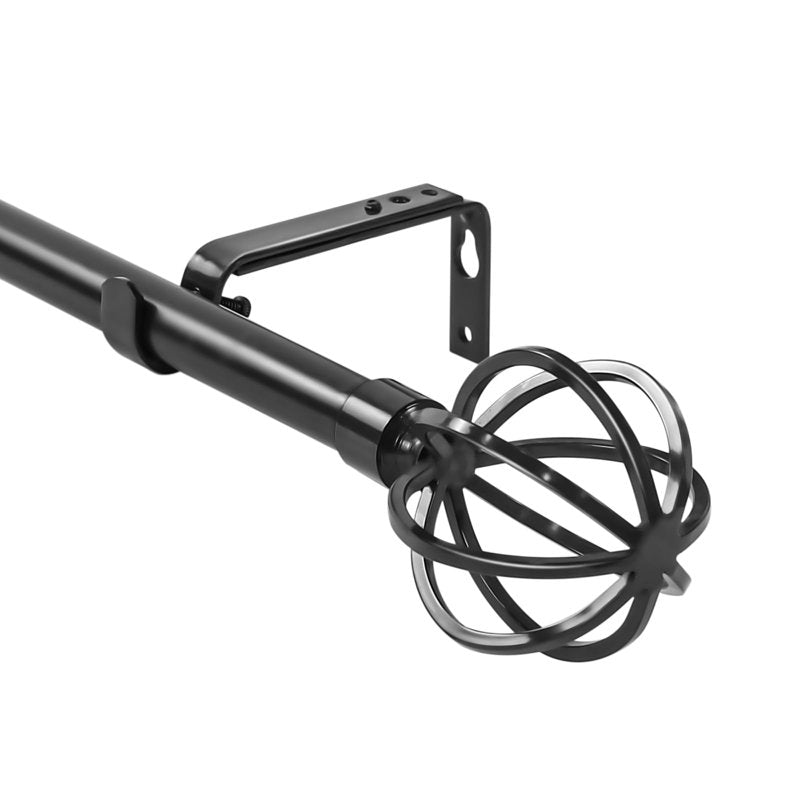 Heavy-Duty Steel Cage Curtain Rod with Finials - Supports Light & Heavy Drapes