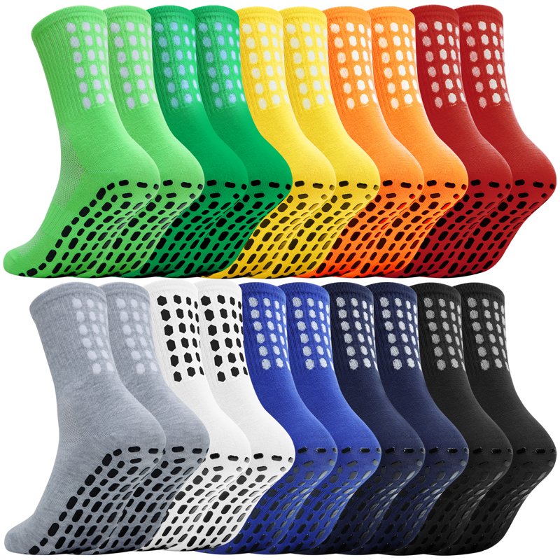 Men's Non Slip Grip Socks for Sports Gym Yoga and Dance - 10 Pairs, Size 9-11