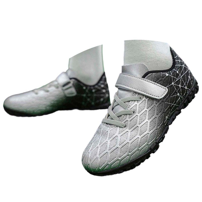 Youth Football Cleats for Outdoor Training - Utlike Boys Soccer Shoes with Rubber Sole, Size 36, 12-12.5 Years Silver