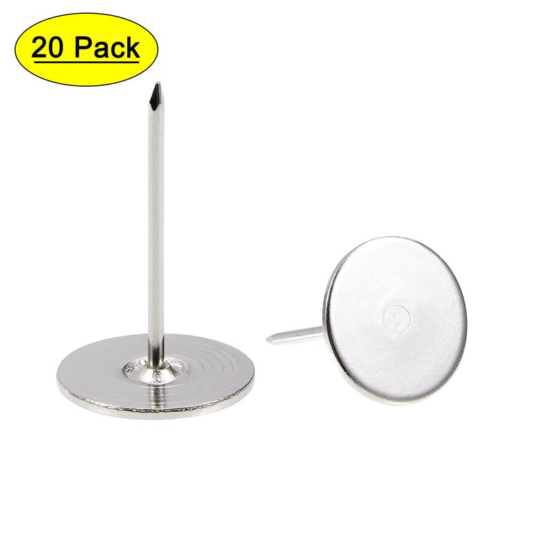 Upholstery Nails Flat Head Furniture Tacks 20 Pieces - Iron Silver Tone