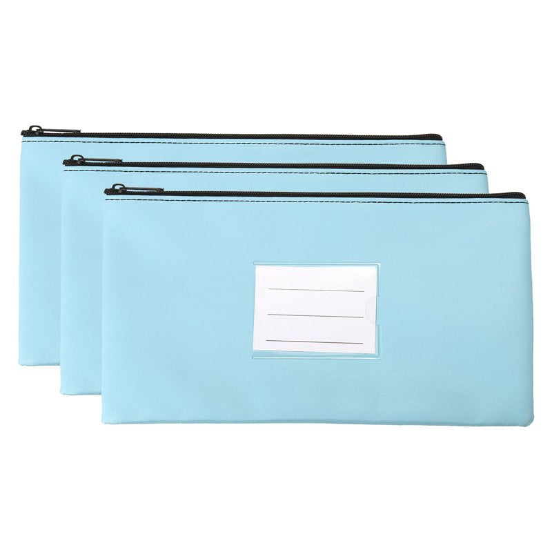11x6 Inch Money Deposit Bag with Zipper - Leatherette Cash Pouch Set, Multiple Colors