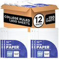 College Rule Filler Paper Set - White Loose Leaf Notebook Paper for School & Office
