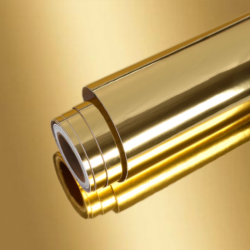 Metallic Gold Mirror Vinyl Wrap Roll - Peel & Stick Wall & Furniture Decor