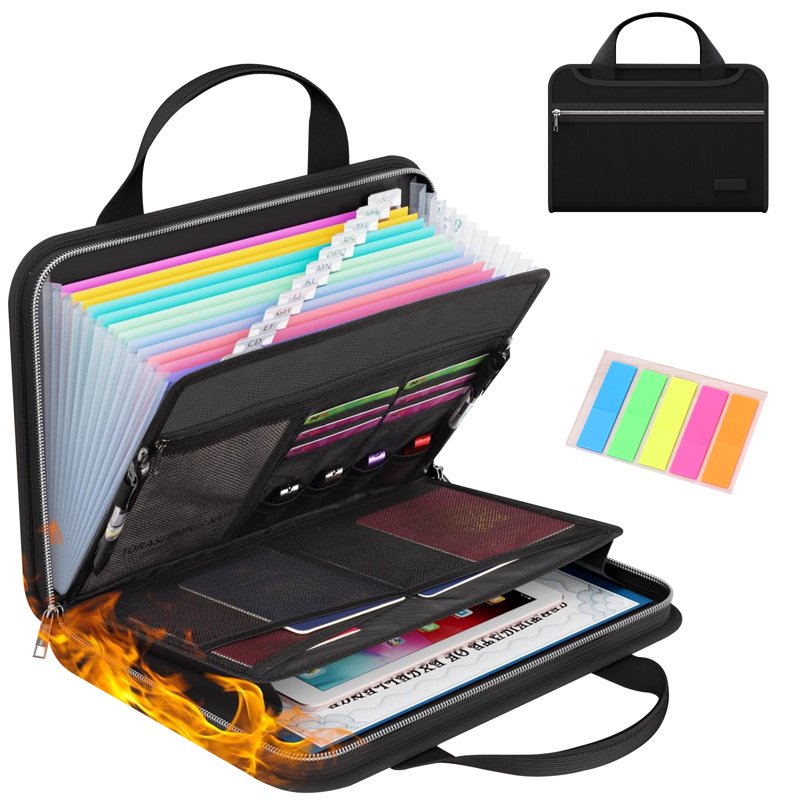 Fireproof Accordion File Organizer with Multi Pockets - Safe Document Storage