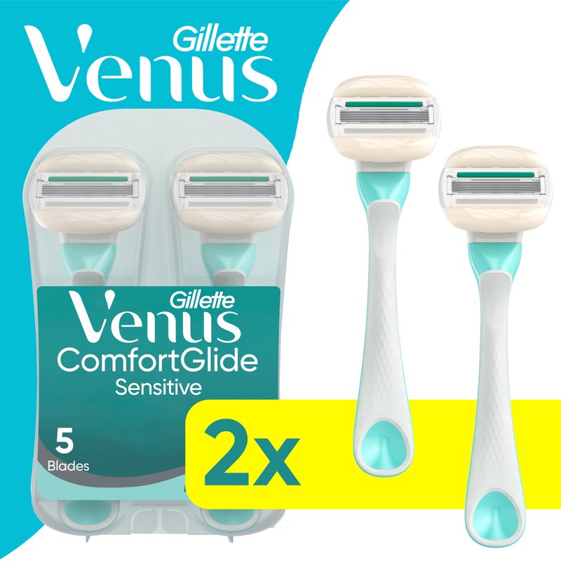 Gillette Venus Sensitive Disposable Razor with 5 Blades Aloe Moisture Bars - 2 Pack