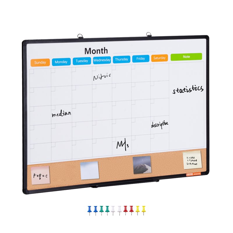 36x24 Inch Magnetic Whiteboard & Cork Board Combo with Aluminum Frame – Wall Mount Bulletin Board for Office & Home