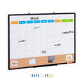 36x24 Inch Magnetic Whiteboard & Cork Board Combo with Aluminum Frame – Wall Mount Bulletin Board for Office & Home