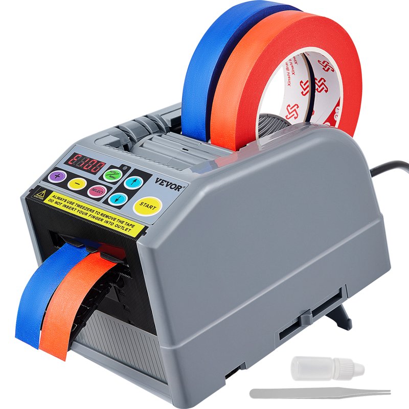 Electric Tape Dispenser Automatic & Manual Dual Mode, 6 Preset Lengths, Cuts Two Tapes Up to 60mm Wide