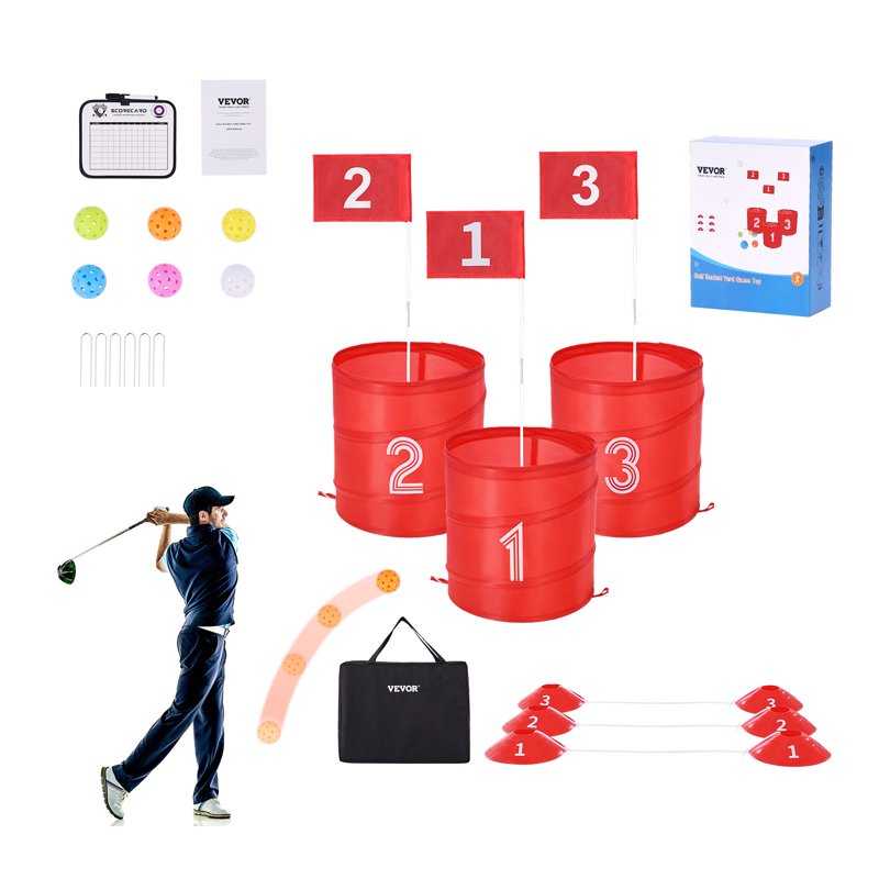 Portable Backyard Golf Game Set for Family & Kids - 3 Hole Lawn Practice Golf