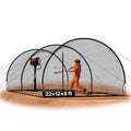 Portable Baseball Batting Cage 22x12 FT with Reinforced Frame & Pitching Machine Opening