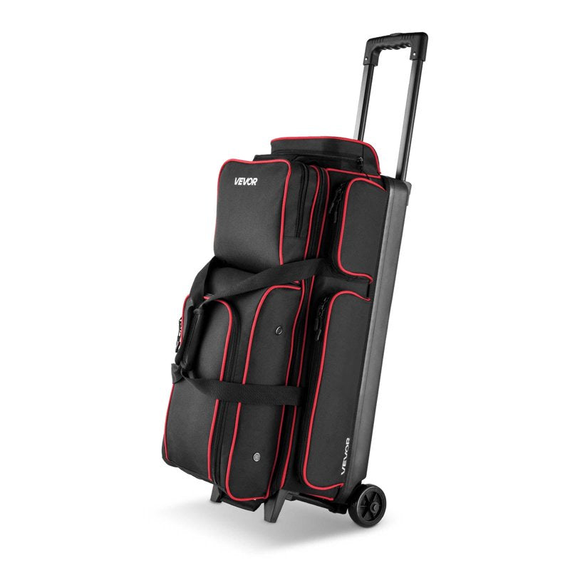 3-Ball Bowling Bag with Wheels & Shoe Compartment - Heavy Duty, Waterproof