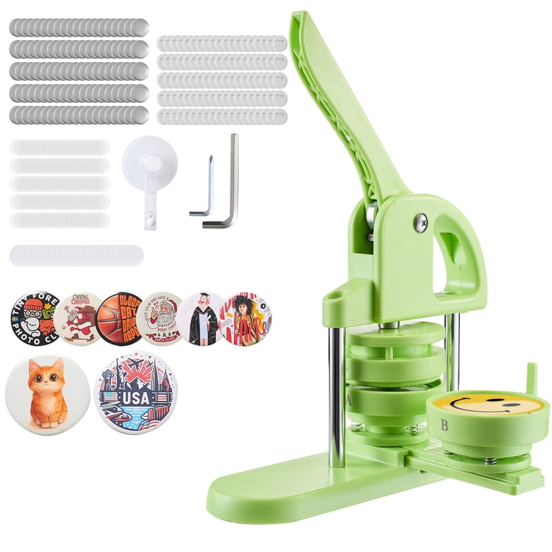 Button Maker Machine 2.95 Inch with 100 Button Parts & Handle - DIY Badge & Keychain