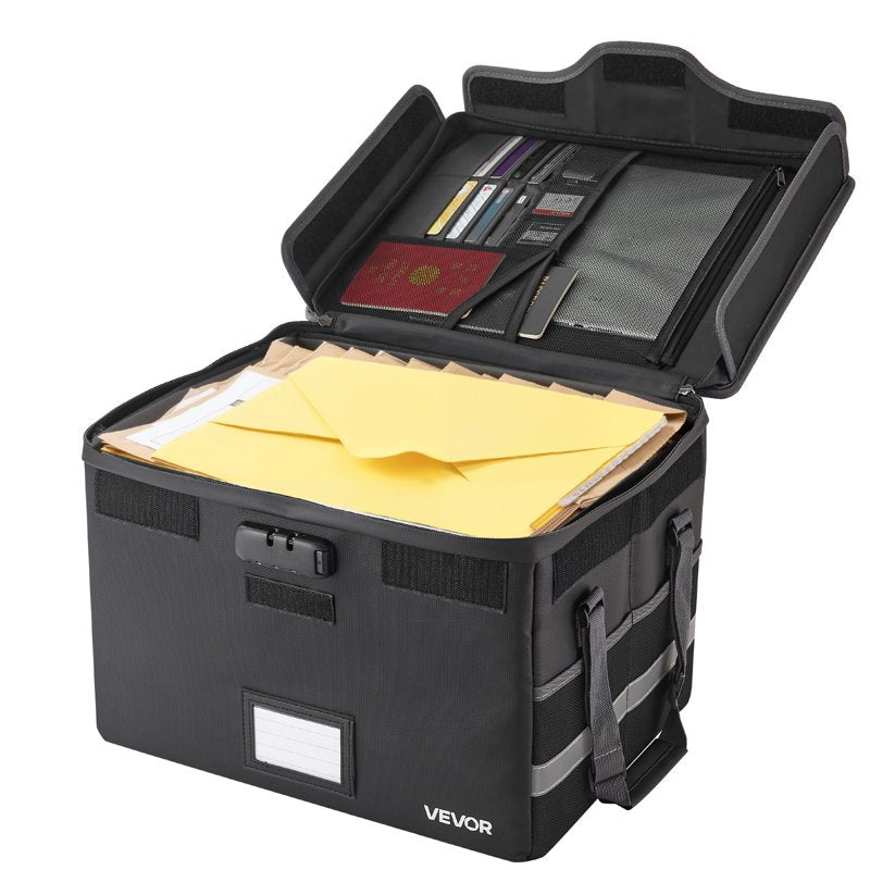 Fireproof Document Box 1832℉/1000℃, Waterproof Safe with Lock, Portable File Organizer