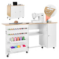 Foldable Sewing Table with Storage & Power Outlets - Multipurpose Craft Desk