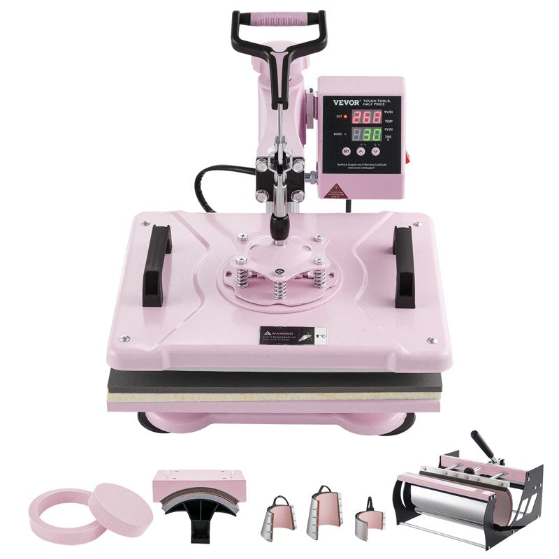 12x15 Inch Heat Press Machine 8-in-1 T-Shirt Mug Hat Plate Transfer with Digital Control