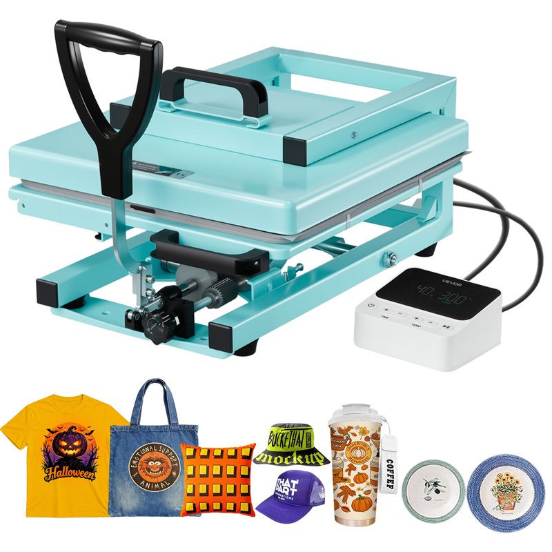 15x15 Inch Hybrid Heat Press Machine 5-in-1 Sublimation T-Shirt Mug Cap Plate