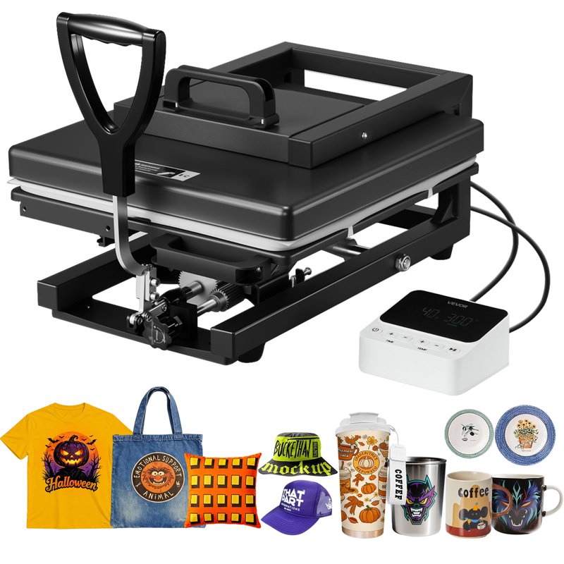 15x15 Inch Hybrid Heat Press Machine - 8-in-1 Sublimation & T-Shirt Press