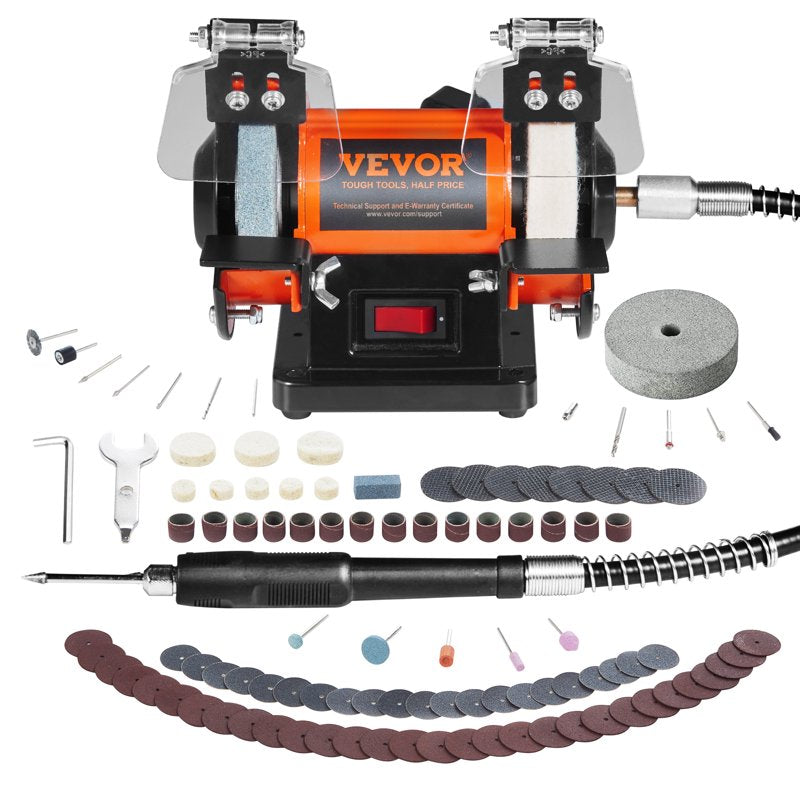 Jewelry Polisher Bench Grinder with Multiple Wheels 3590RPM for Metal & Stone Polishing