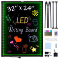 LED Message Writing Board 32x24 Inch Neon Effect Sign with Markers & Remote
