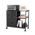 Metal File Cabinet with 3 Fabric Drawers and Open Shelves - Mobile Office Storage