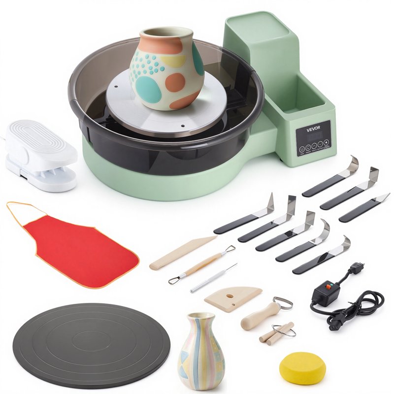 Tabletop Pottery Wheel for Adults 14 & 11 Inch Turntables 450W Adjustable Speed