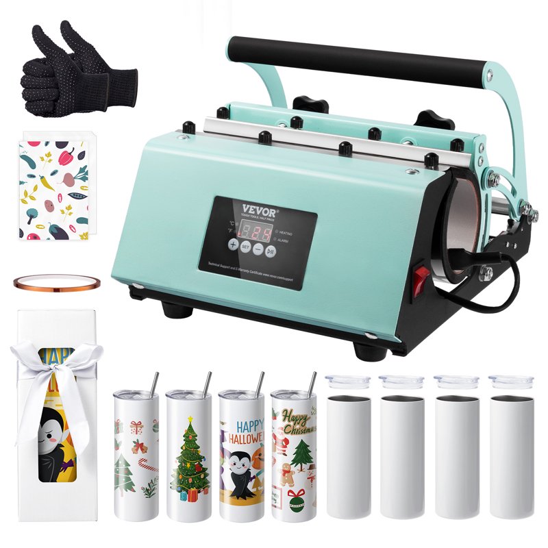 Tumbler Heat Press Machine Kit with 8 Sublimation Tumblers 20oz & Accessories