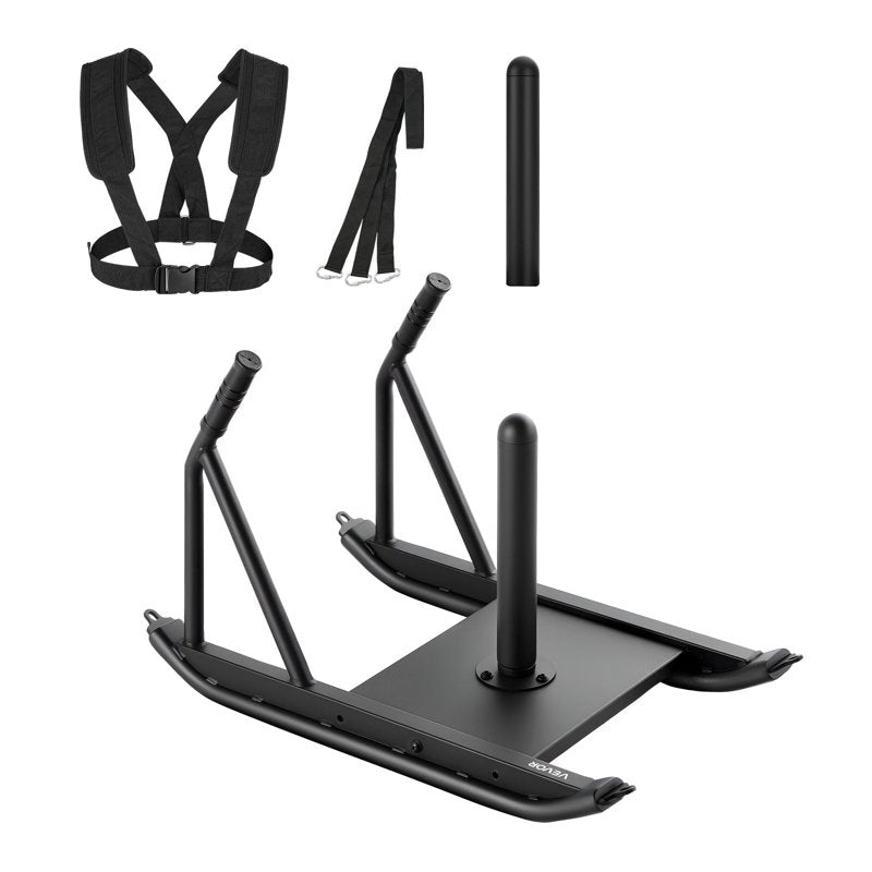 Steel Weight Sled for Fitness & Athletic Training - Compatible with 1/2 in Plates, Black