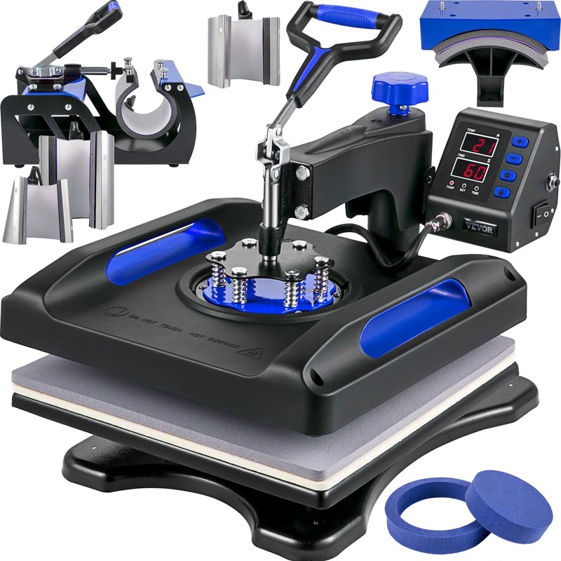 8-in-1 Commercial Heat Press Machine 15x15 Inch Sublimation T-Shirt Mug Cap