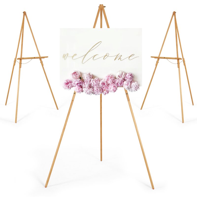 Wooden Tripod Easel Stand for Wedding Signs and Art Displays - Natural 63"