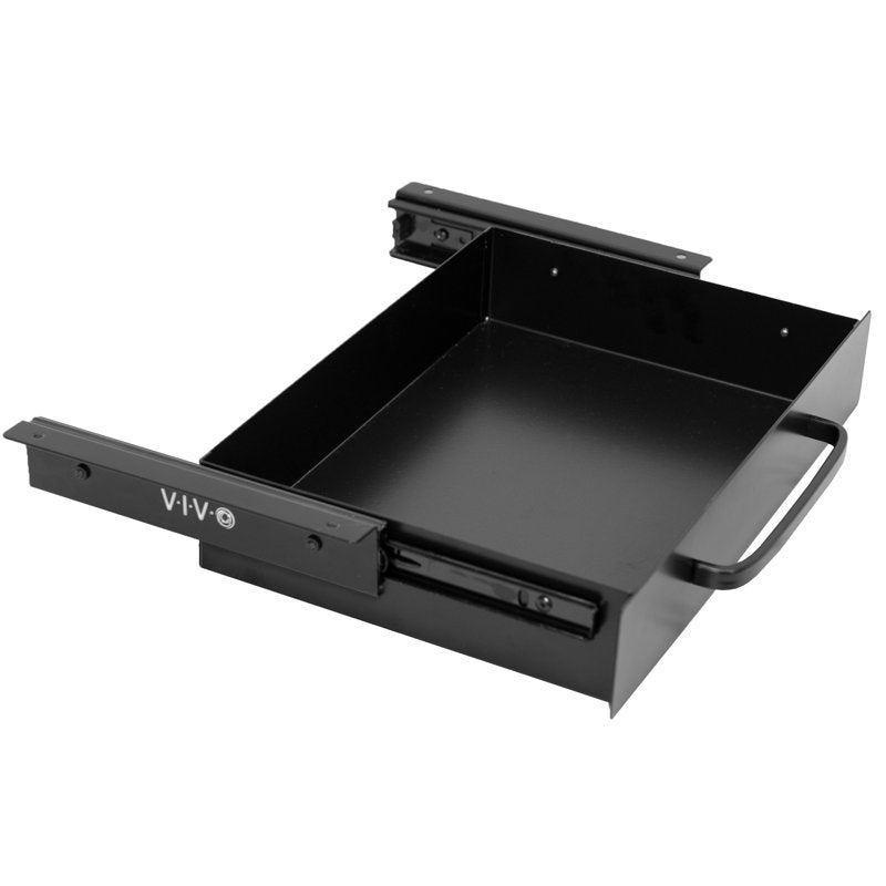 Under Desk Storage Drawer with Pull Handle - Black Steel Workspace Organizer