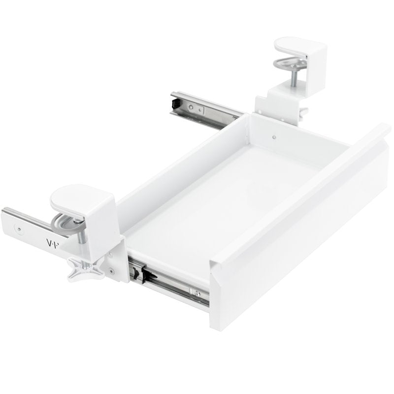 Clamp-On Under Desk Storage Drawer - White Steel Office Organization