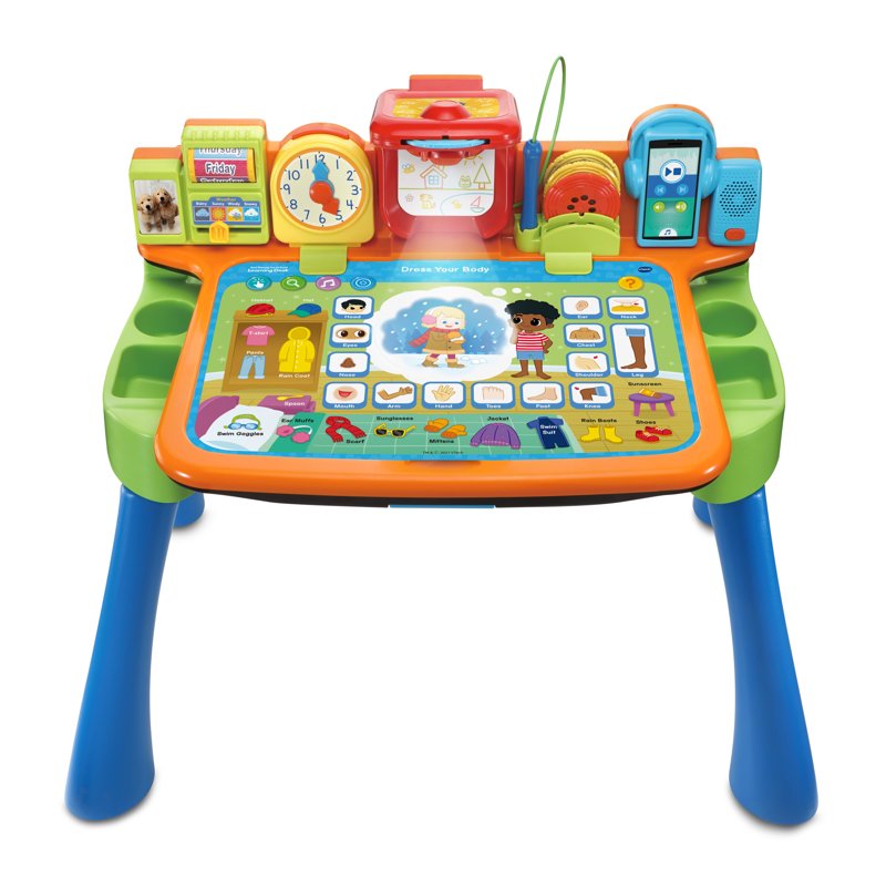 Educational Kids Learning Desk with Interactive Projector & Chalkboard - Toddler Activity Center