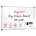 Magnetic Dry Erase Whiteboard Wall Mount 36x24 Inches with Pen Tray - Silver Frame