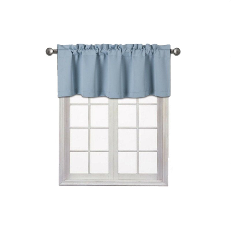 Light Blue Valance Curtain for Windows - Blackout, Thermal, Unlined, Rod Pocket, 54x18 Inches