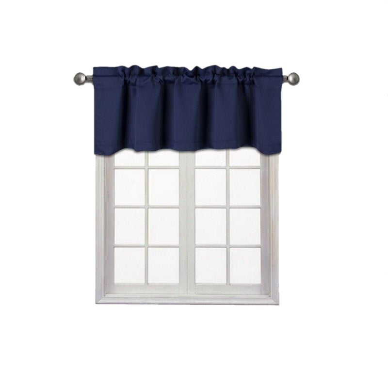 Blackout Thermal Valance Curtain for Windows - Unlined Short Window Decor, Fits Rods Up to 54 Inches