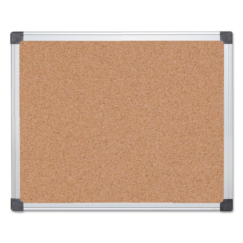 24-Inch x 36-Inch Cork Bulletin Board with Aluminum Frame - Tan/Silver