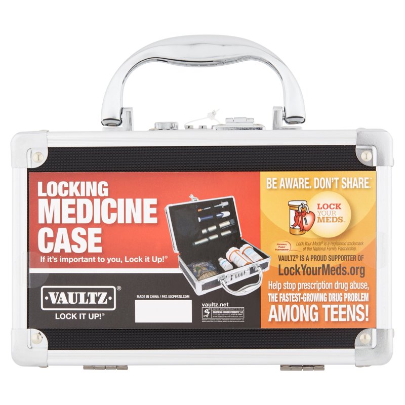 Locking Medicine Case with Combination Lock and Removable Zipper Pouch