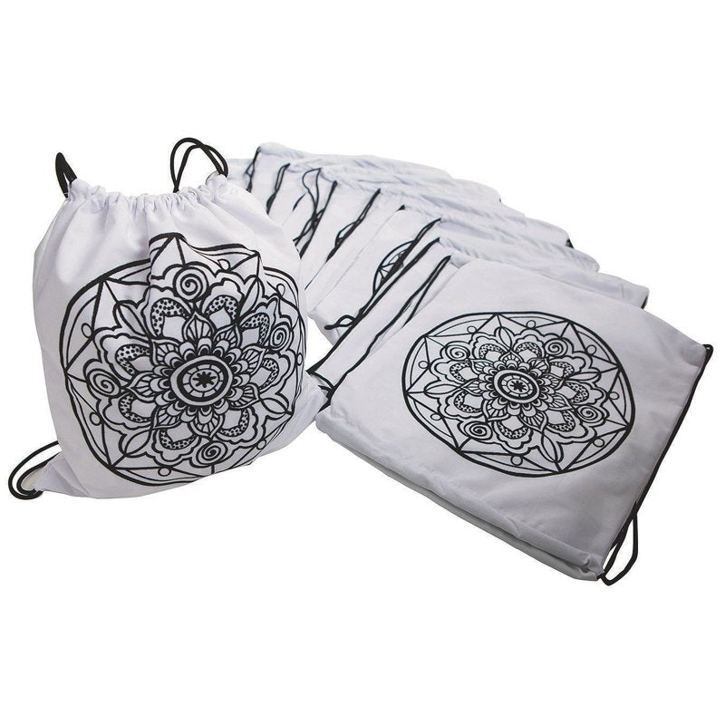 Cotton Mandala Backpack Set - Velvet Printed Art Drawstring Bags for Kids & Teens