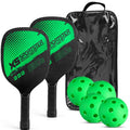 Wood Pickleball Paddles Set of 2 with 4 Balls and Carry Bag