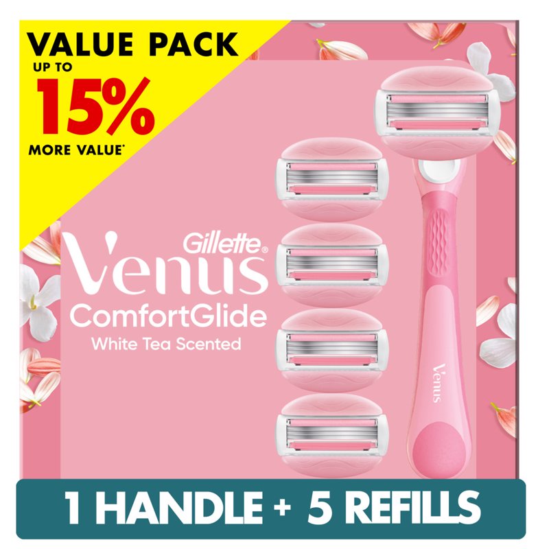 Women’s Razor Refill Blades for 3- or 5-Blade Shavers, White Tea Scented