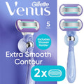 Women’s Razor with 5 Blades & Flexiball Handle - Refillable, Purple