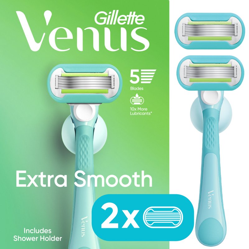 Venus Extra Smooth Women's Razor Set - 5 Blades, Handle + 2 Refills, Green