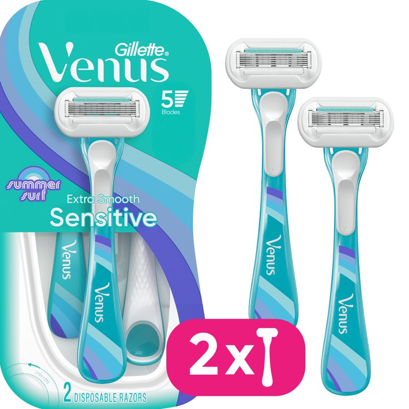 Disposable Razors for Women - 2 Count, Extra Smooth Sensitive Shave