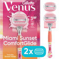 Women’s Razor with 3 Blades & Moisture Bars - Pink Handle + 2 Refills
