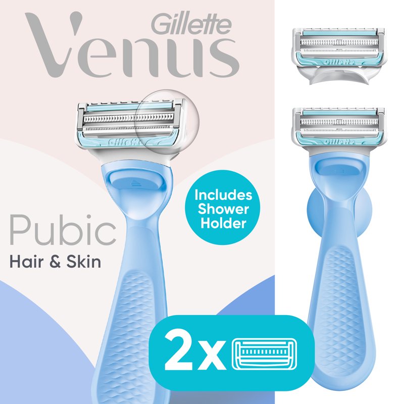 Venus Pubic Hair & Skin Razor Kit with 1 Handle 2 Refills & Shower Hook - Variation 2