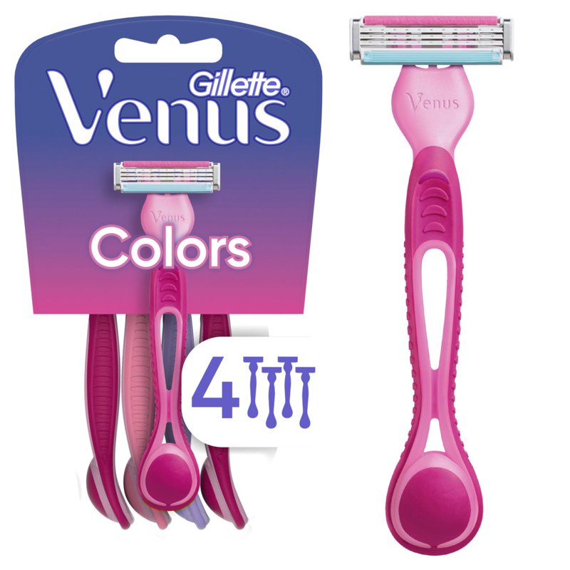Disposable Women's Razor Set - Multi-Color, 3 Blades, Soft Grip Handles