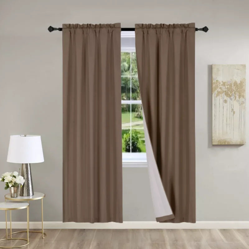 2-Pack Solid Matte Curtain Panels 37x95 Inches - Room Darkening Window Drapes